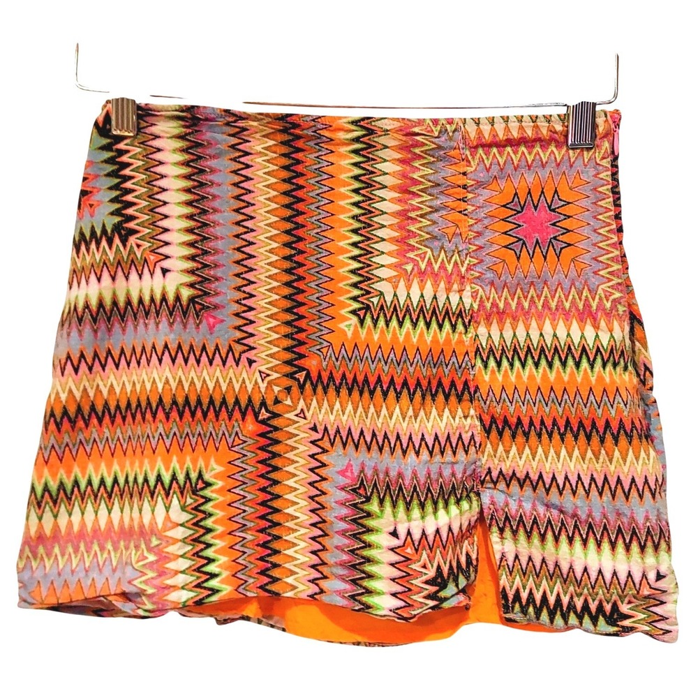 Urban Outfitters Chevron Starburst Geometric Retro 70's Mini Skirt Multi-Color S